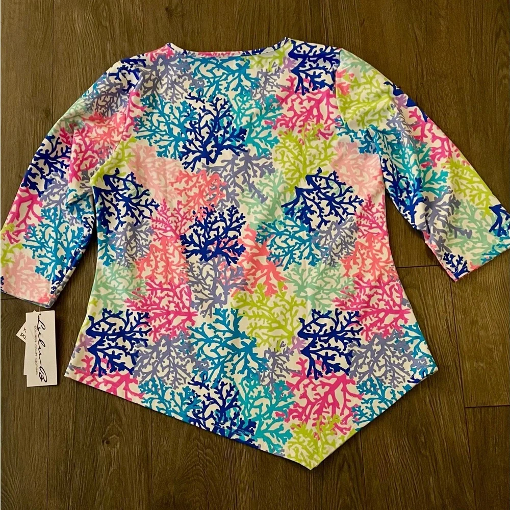 Lulu B Coral Reef Print Cooling UPF50 Top NWT Size Small new with tags resort - Picture 3 of 12